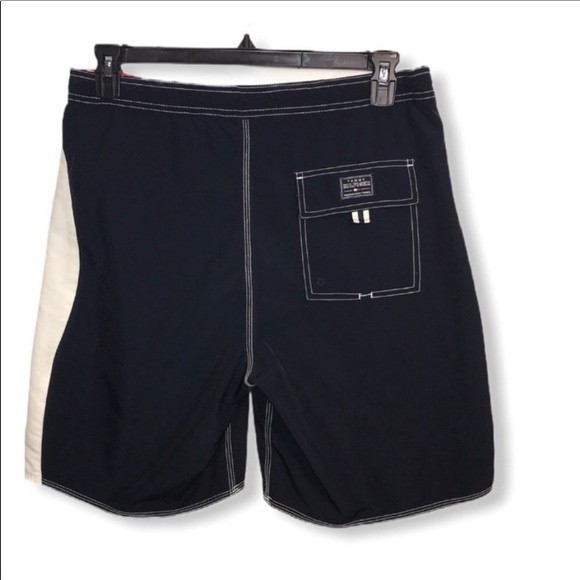 Y2K 06 Tommy Hilfiger Board shorts Swim Trunks Color block blue White size M - Picture 5 of 17